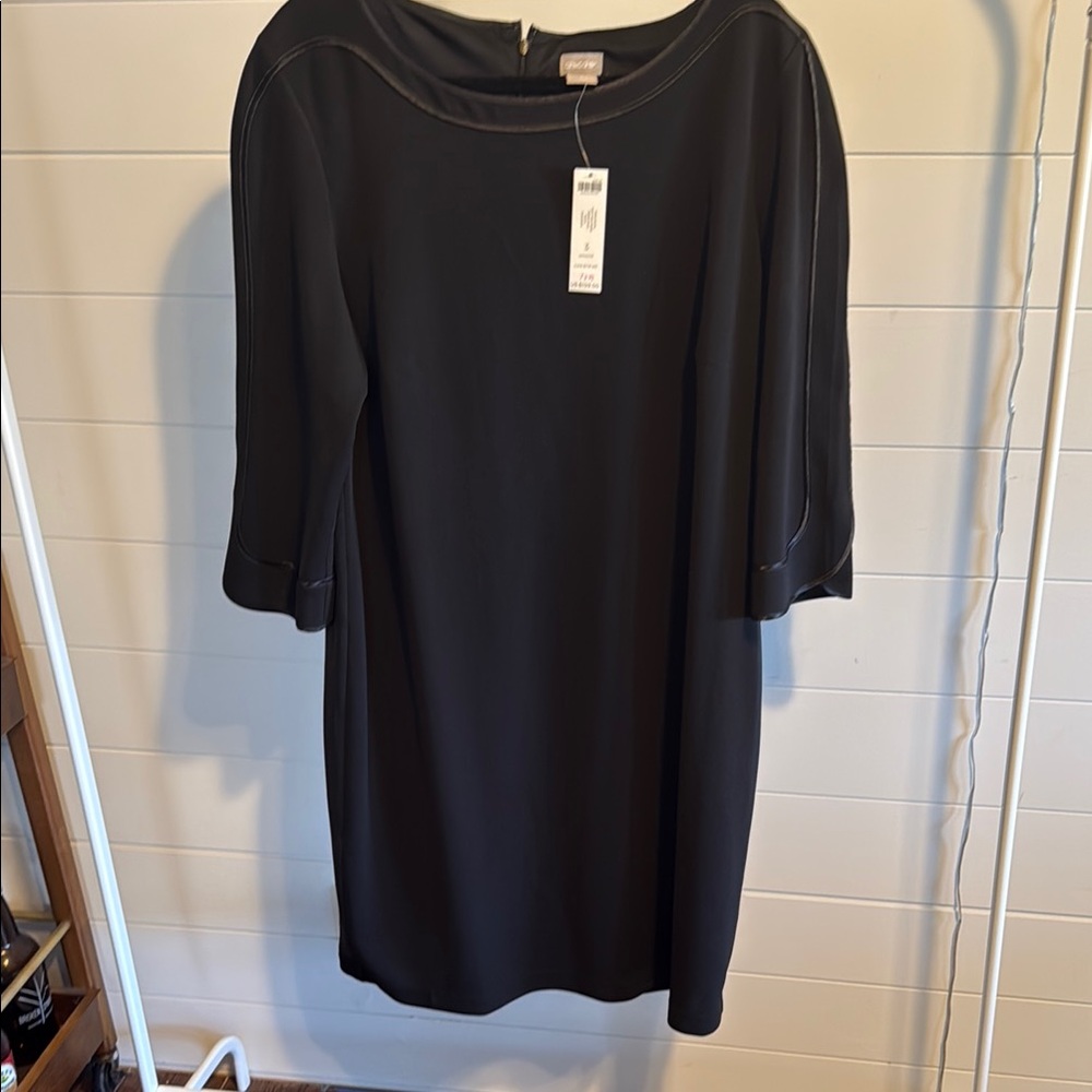 NWT Chicos Black Sheath Dress with Bateau Neckline and Dolman Sleeves